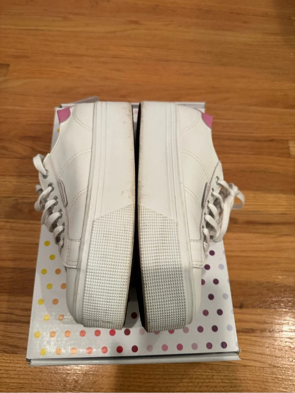 Superga White Sneakers with Pink Heel Tab